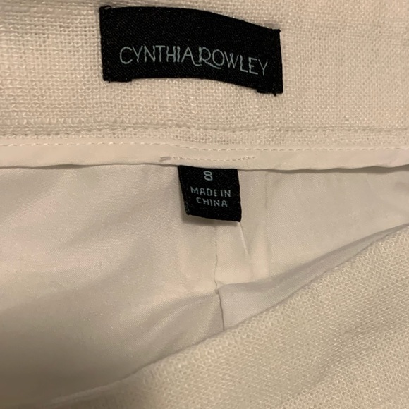 Size 6 Cynthia Rowley Scalloped White Linen Dress Shorts - Picture 2 of 5